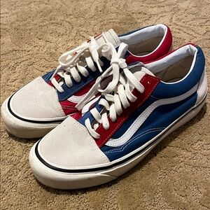 Vans Red, Blue, and White Athletic Shoes